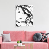Abstract Hedendaags Zwart-Wit Figuratief Canvas Afdruk (Insitu (Woonkamer))