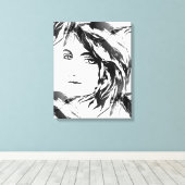 Abstract Hedendaags Zwart-Wit Figuratief Canvas Afdruk (Insitu (Houten vloer))