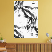 Abstract Hedendaags Zwart-Wit Figuratief Canvas Afdruk (Insitu (Woonkamer))