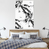 Abstract Hedendaags Zwart-Wit Figuratief Canvas Afdruk (Insitu (Slaapkamer))