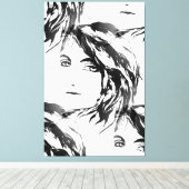 Abstract Hedendaags Zwart-Wit Figuratief Canvas Afdruk (Insitu (Houten vloer))