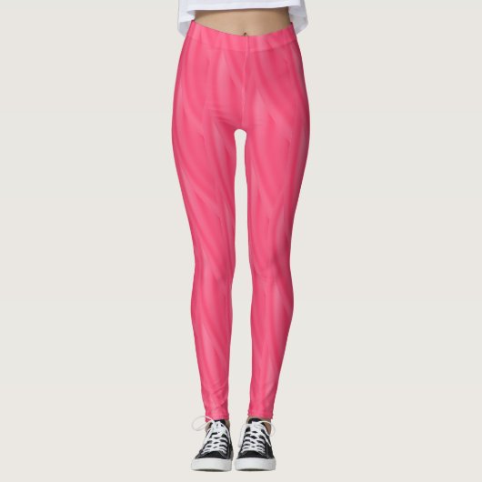 Abstract heet roze krullende golfpatroon #2 leggings (Voorkant)