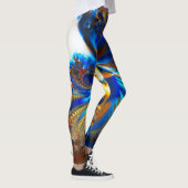 Abstract Helblauw en Oranje fractal Leggings (Rechts)