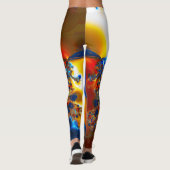 Abstract Helblauw en Oranje fractal Leggings (Achterkant)