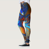 Abstract Helblauw en Oranje fractal Leggings (Links)