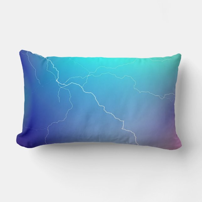 Abstract, helder Blauwgroen roze neon bliksemAfbee Kussen (Voorkant)