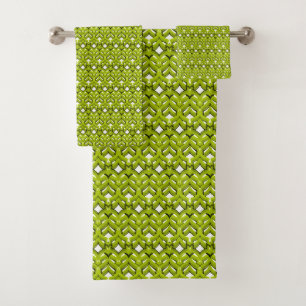Abstract helder ornament effen neon groen bad handdoek