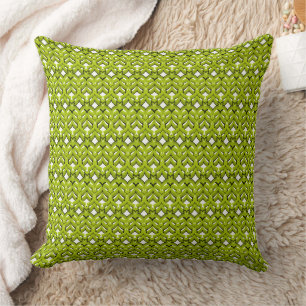 Abstract helder ornament effen neon groen kussen