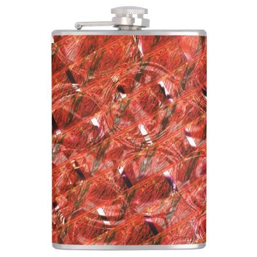 Abstract, helder rood met vlekken en kruipende sti heupfles (Voorkant)