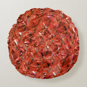 Abstract, helder rood met vlekken en kruipende sti rond kussen