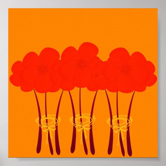 Abstract Helder Sinaasappel Rode Anemonen Boeket Poster (Voorkant)