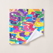 Abstract, helder, veelkleurig bad handdoek (Wasdoekje)