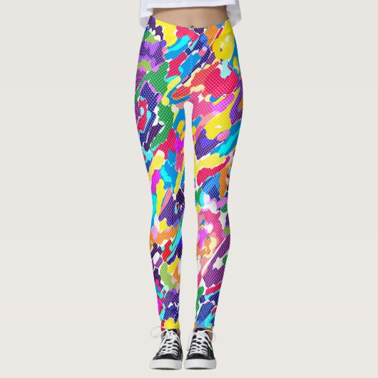Abstract, helder, veelkleurig leggings (Voorkant)