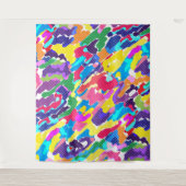 Abstract, helder, veelkleurig wandkleed (Voorkant)