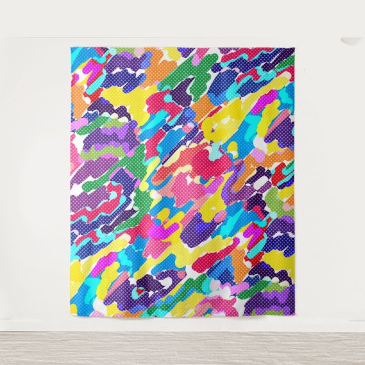 Abstract, helder, veelkleurig wandkleed (Voorkant)