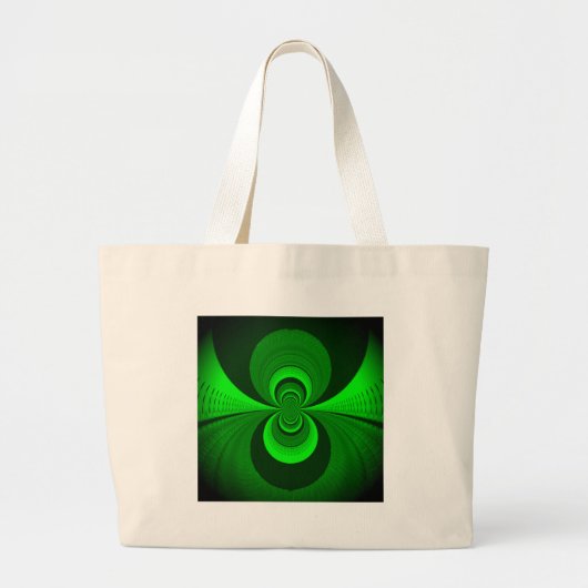 Abstract heldergroen groovy caleidoscoop patroon  grote tote bag (Voorkant)