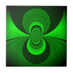 Abstract heldergroen groovy caleidoscooppatroon tegeltje