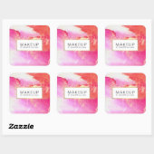 Abstract helroze aquarel namaak goudstof vierkante sticker (Vel)