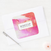 Abstract helroze aquarel namaak goudstof vierkante sticker (Envelop)