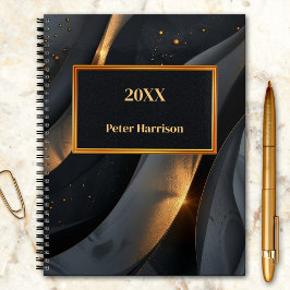 Abstract hemels zwart goud planner