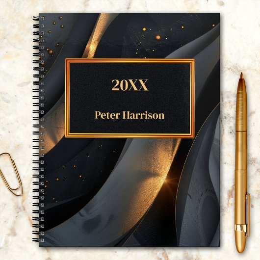 Abstract hemels zwart goud planner