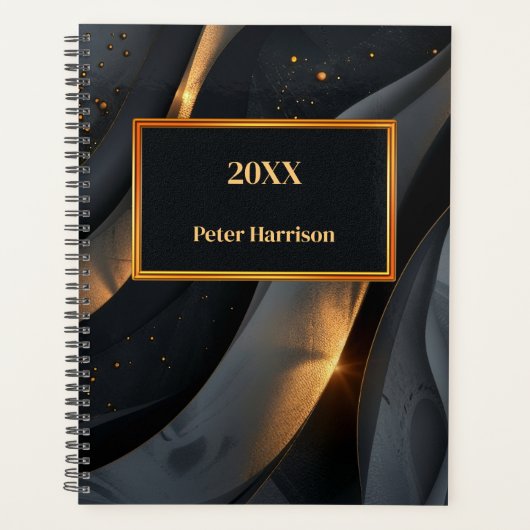 Abstract hemels zwart goud planner (Voorkant)