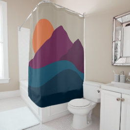 Abstract Herfst Autumn Mountain Landscape Sunset Douchegordijn