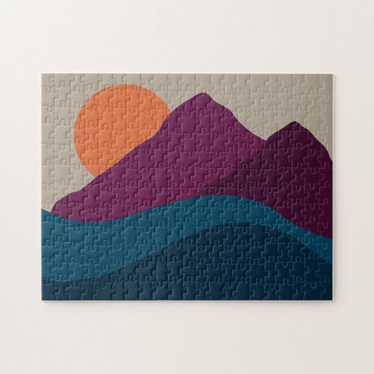 Abstract Herfst Autumn Mountain Landscape Sunset Legpuzzel (Horizontaal)