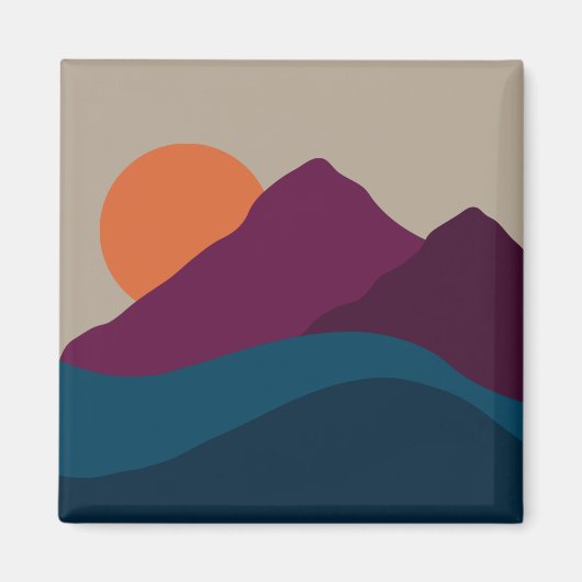 Abstract Herfst Autumn Mountain Landscape Sunset Magneet (Voorkant)