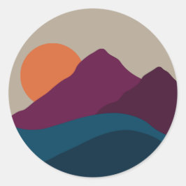Abstract Herfst Autumn Mountain Landscape Sunset Ronde Sticker