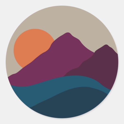 Abstract Herfst Autumn Mountain Landscape Sunset Ronde Sticker (Voorkant)