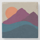 Abstract Herfst Autumn Mountain Landscape Sunset Stenen Onderzetter (Voorkant)