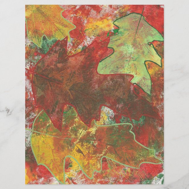 Abstract herfst eiken bladeren plakboek papier (Voorkant)