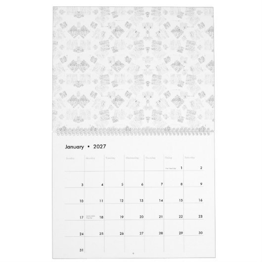 Abstract herhalingspatroon van gestileerde vormen  kalender (Jan 2027)