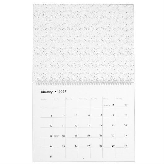 Abstract herhalingspatroon van klein, verspreid, d kalender (Jan 2027)