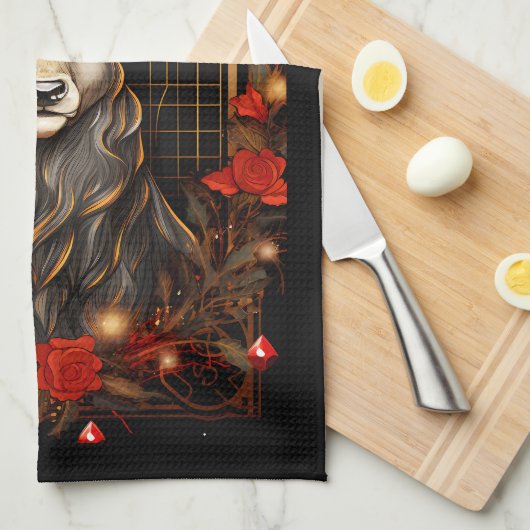 Abstract hertenhert hert moderne gewei bloemkrans theedoek (Quarter Fold)