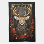 Abstract hertenhert hert moderne gewei bloemkrans theedoek (Verticaal)