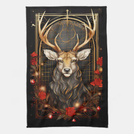 Abstract hertenhert hert moderne gewei bloemkrans theedoek