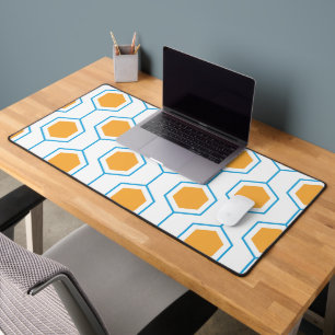 Abstract hexagon geometrisch patroon in oranje blu bureaumat