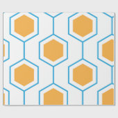 Abstract hexagon geometrisch patroon in oranje blu cadeaupapier (Vlak)