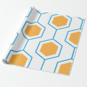 Abstract hexagon geometrisch patroon in oranje blu cadeaupapier (Uitgerold)