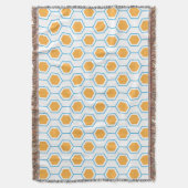 Abstract hexagon geometrisch patroon in oranje blu deken (Voorkant Verticaal)