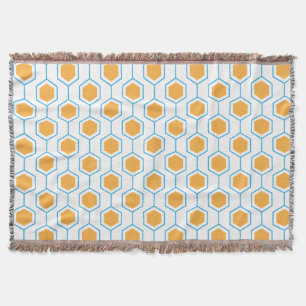 Abstract hexagon geometrisch patroon in oranje blu deken