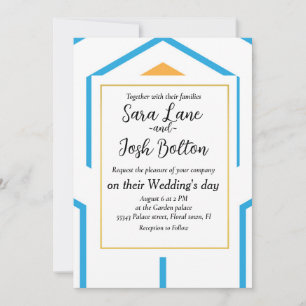 Abstract hexagon geometrisch patroon in oranje blu kaart