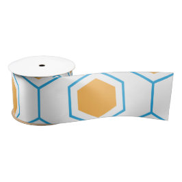 Abstract hexagon geometrisch patroon in oranje blu satijnen lint