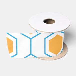 Abstract hexagon geometrisch patroon in oranje blu satijnen lint