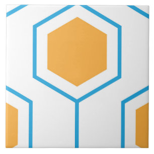 Abstract hexagon geometrisch patroon in oranje blu tegeltje