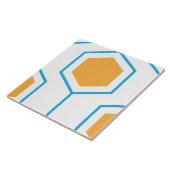 Abstract hexagon geometrisch patroon in oranje blu tegeltje (Zijkant)