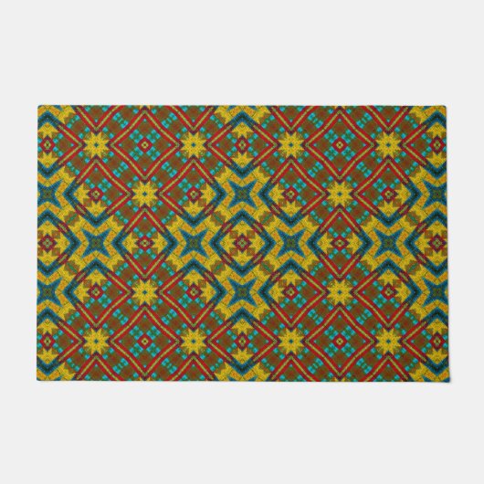 Abstract Hippie Boho Patroon Rustiek Aards Tribal Deurmat (Voorkant)