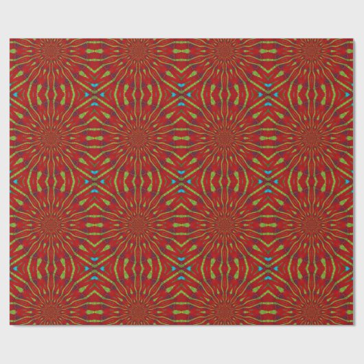 Abstract Hippie Rood & Geel Bloemmotief Etnische S Cadeaupapier (Vlak)